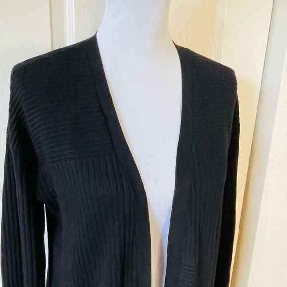 Verve Ami Long Black Open Front Cardigan size Small - Picture 4 of 11